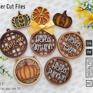 Round Tobacco Ornament for Fall  laser cut digital files in SVG and PDF. Tobacco fall signs, Tobacco cut files download, Fall Ornament SVG
