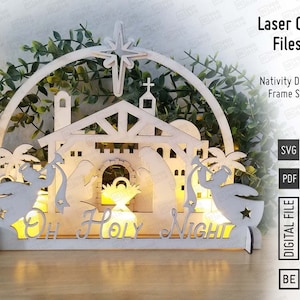 Nativity Frame Decor Laser Files in SVG and PDF, Holy night SVG,  Glowforge Files, Laser cut Nativity Standing decor, Nativity Decor Files