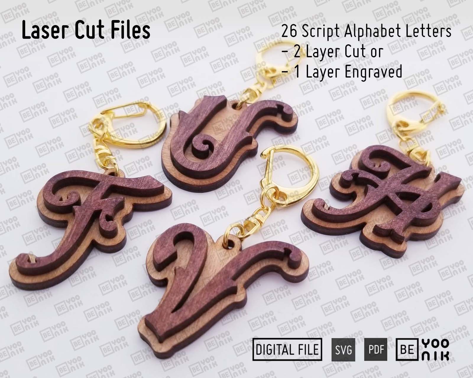 Monogram 26 Alphabet SVG Laser Cut File. 2 Layer or 1 Layer. Monogram ...