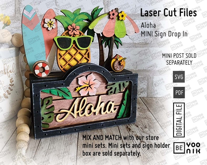 Add on ALOHA Summer Vacation Theme Mini Sign in SVG and PDF for Our ...
