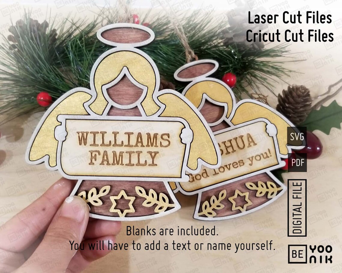 Christmas Angel Scroll Ornaments With Bible Verses Laser Cut Files in ...