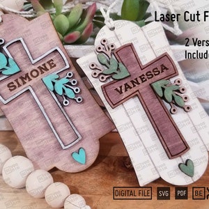 Baptism Ornament SVG FILE, Cross Laser Cut File, First Communion Cut File, Cross Tags, Religious Cross Gift, Cross Name Tag, Confirmation