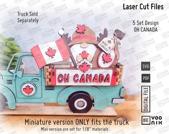 Oh Canada sign Mini and Standard size laser files in SVG and PDF files truck and board can only fit the mini version. Canada day laser svg