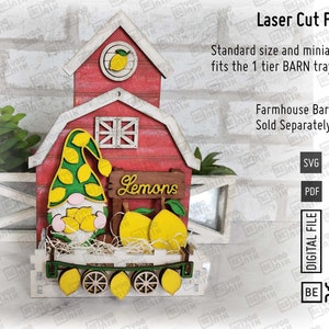 Lemons tiered tray set of 5 signs for our farmhouse one tier tray or truck laser files in SVG and PDF files, Lemon farm, Lemon gnome cut