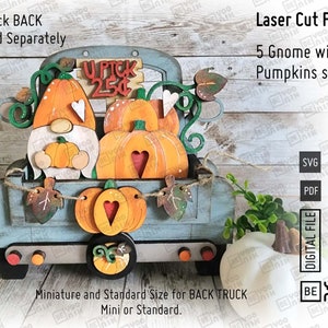 Gnome with Pumpkins tiered tray set of 5 signs for our one tier tray or truck laser files in SVG and PDF files, digital files.