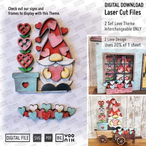 Dodaj zestaw Interchangeable Valentine Love Theme 2 TYLKO pliki wycinane laserowo w SVG i PDF dla domów i wozów z sianem. Wystrój domu z miłością
