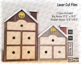 Farmhouse Interchangeable Frame Laser cut files in SVG and PDF. Glowforge files, Home Frame laser cutting, House Leaning Ladder