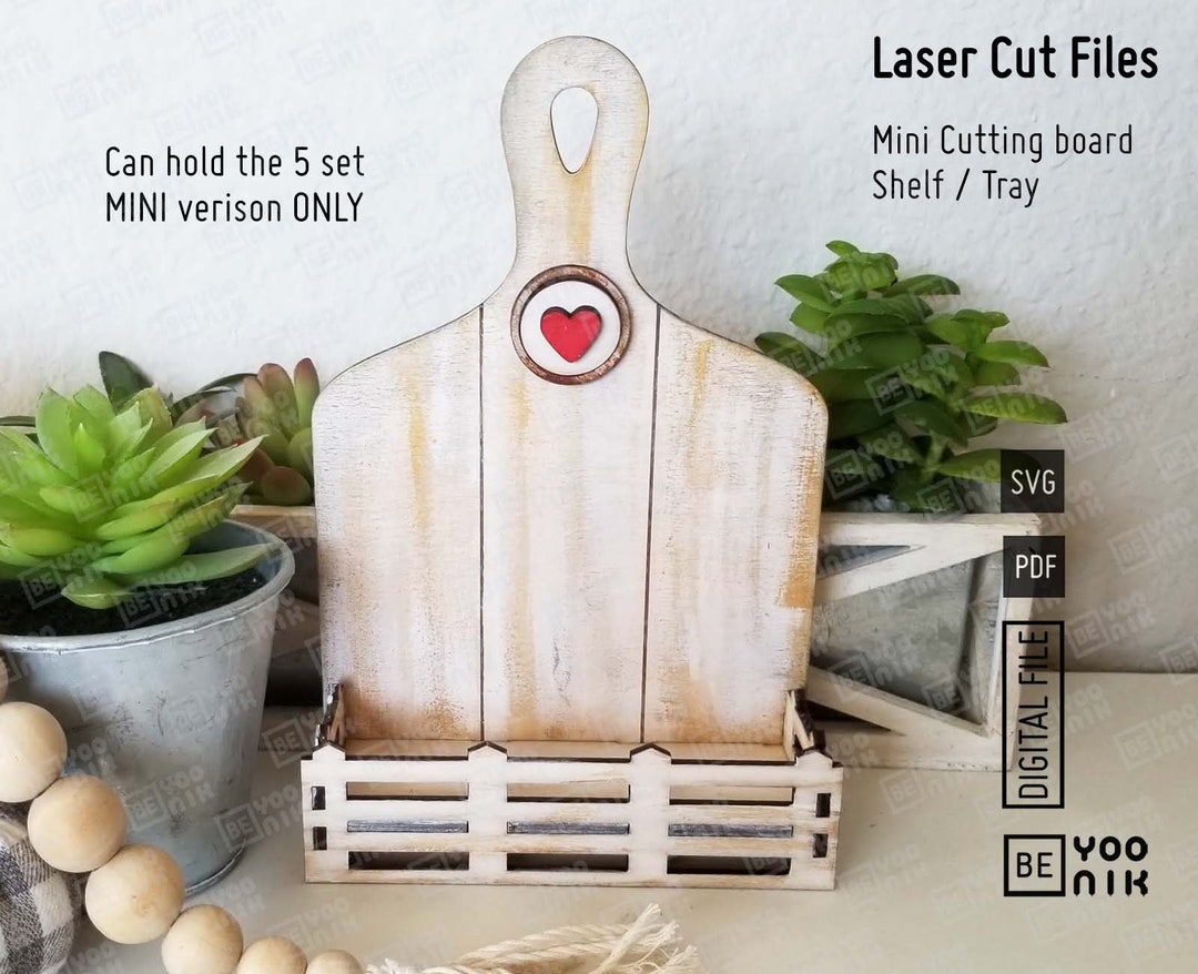 MINI Cutting Board Shelf Stand Interchangeable Laser Cut Files in SVG
