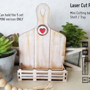 MINI cutting board shelf Stand interchangeable laser cut files in SVG and PDF files, Seasonal Interchangeable board, Cutting board Display