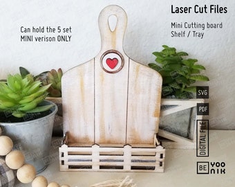 MINI cutting board shelf Stand interchangeable laser cut files in SVG and PDF files, Seasonal Interchangeable board, Cutting board Display