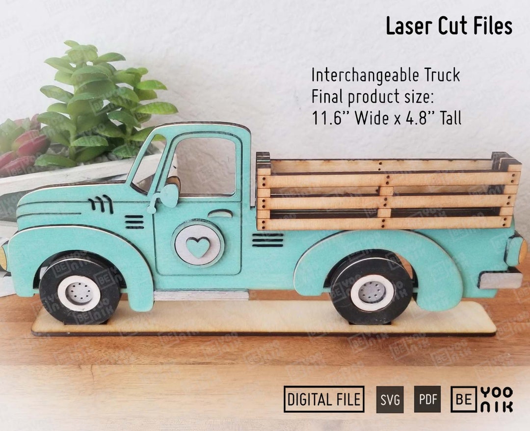 Standing Vintage Side Truck Interchangeable Laser Cut Files in SVG and ...