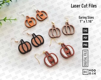 1" Pumpkin earring Laser cut files in SVG and PDF, Father's Day keychain, Glowforge ready, Digital Download, Pumpkin earrings svg