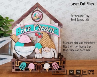 Ice Cream Shop tiered tray  laser files in SVG and PDF files set of 5 signs for our cart, house or truck tier display, Summertime svg