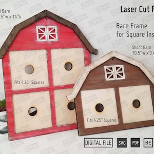 Farmhouse Barn Interchangeable Frame Laser cut files in SVG and PDF. Glowforge files, Barn Frame laser cutting, Barn Leaning Interchangeable