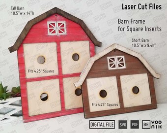 Farmhouse Barn Interchangeable Frame Laser cut files in SVG and PDF. Glowforge files, Barn Frame laser cutting, Barn Leaning Interchangeable