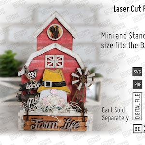 Fichiers découpés au laser pour plateaux à plusieurs niveaux Farm Life Farmhouse au format SVG et PDF, lot de 5 panneaux pour nos plateaux. Taille MINI et Standard. Plateau à plusieurs niveaux de ferme