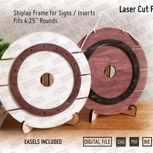 Runder austauschbarer Shiplap-Rahmen für 10,8 cm Schilder oder Einsätze. Laserschnittdateien in SVG und PDF