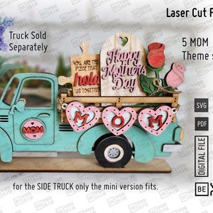 Fichiers interchangeables découpés au laser sur le thème des mamans pour la fête des mères au format SVG et PDF. Taille mini et standard, pièce de puzzle pour maman, SVG laser, plateau à plusieurs niveaux