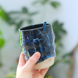 Handmade Ceramic Tumbler with Metal Straw: Pottery Cup