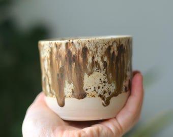 Handmade ceramic coffee cup | Stoneware handleless cup