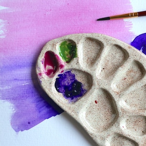Paleta de pintura de cerámica, paleta de artista de cerámica, paleta de artista, paleta para mezclar pinturas, suministros de arte hechos a mano