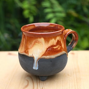 Handmade Ceramic Witches Cauldron Mug: Potion Glaze, Halloween Decor