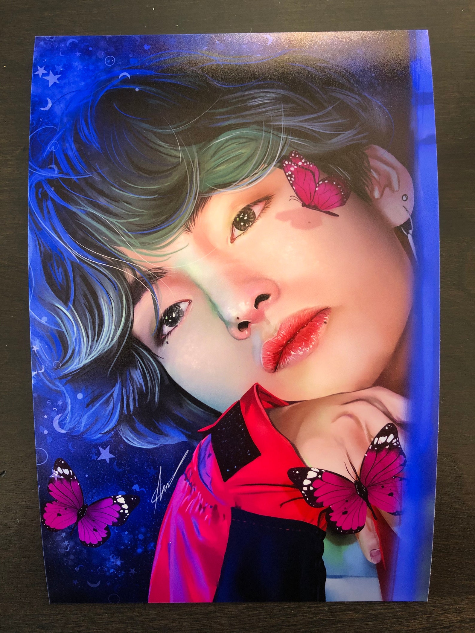 BTS V Kim Taehyung Fanart Butterflies Art Print | Etsy