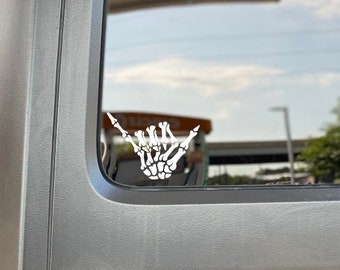 Hang Loose Bones Decal | Shaka decal | Shaka Skeleton Hand Vinyl Decal Sticker | Hang Loose | Skeletal Decal | hand vinyl decal | Halloween