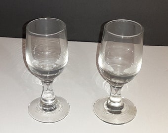 Vintage Mid Century Cordial Liqueur Aperitif Glasses Clear (2) 1950s Gift/Barware/Gifts/Kitchen/Dining/Drinkware/Shot Glass/Regency/Hostess