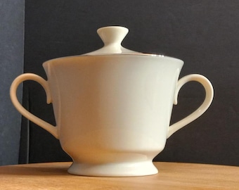 Azucarero antiguo de porcelana fina Lenox: ribete de platino, colección especial, pieza rara.