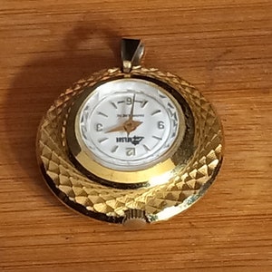 Vintage Lady Nelson Pendant Watch 1960s Antimagnetic Swiss Made Gold Tone RARE Style Needs Servicing
