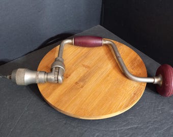 Vintage Carpentry Ratcheting Bit Brace Hand Drill CROSS