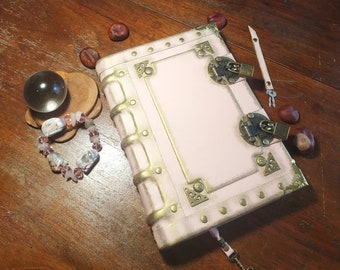 Pink Leather Journal with Double Locks – Handmade Vintage Lined Diary Book of Shadows Notebook