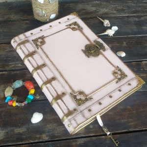 Pastel pink vintage Leather journal unique book of shadows aged handmade leather grimoire original daily notebook personal leather diary