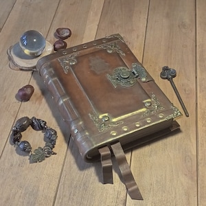 Brown Leather journal vintage rusty grimoire  antique book of shadows handmade genuine leather blank journal  personal leather diary