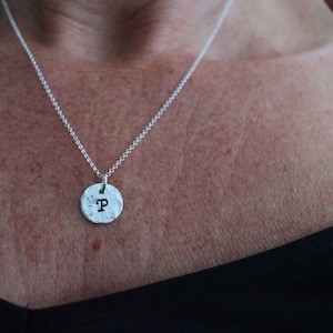 Handmade Personalised Silver Initial Disc Pendant Necklace