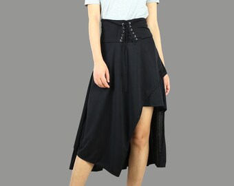 Gonna asimmetrica a vita alta: gonna in chiffon con coulisse boho