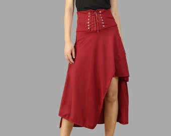 Gonna asimmetrica a vita alta: gonna in chiffon con coulisse boho