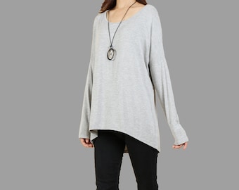 Modal cotton t-shirt, Modal top women, long sleeve top, casual tunic top, loose t-shirt, customized t-shirt(Y1008)