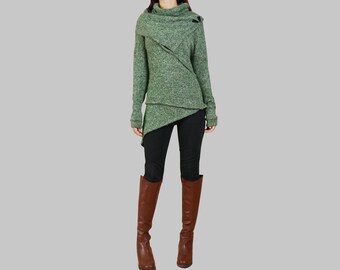 asymmetrical hoodie with cowl neck
