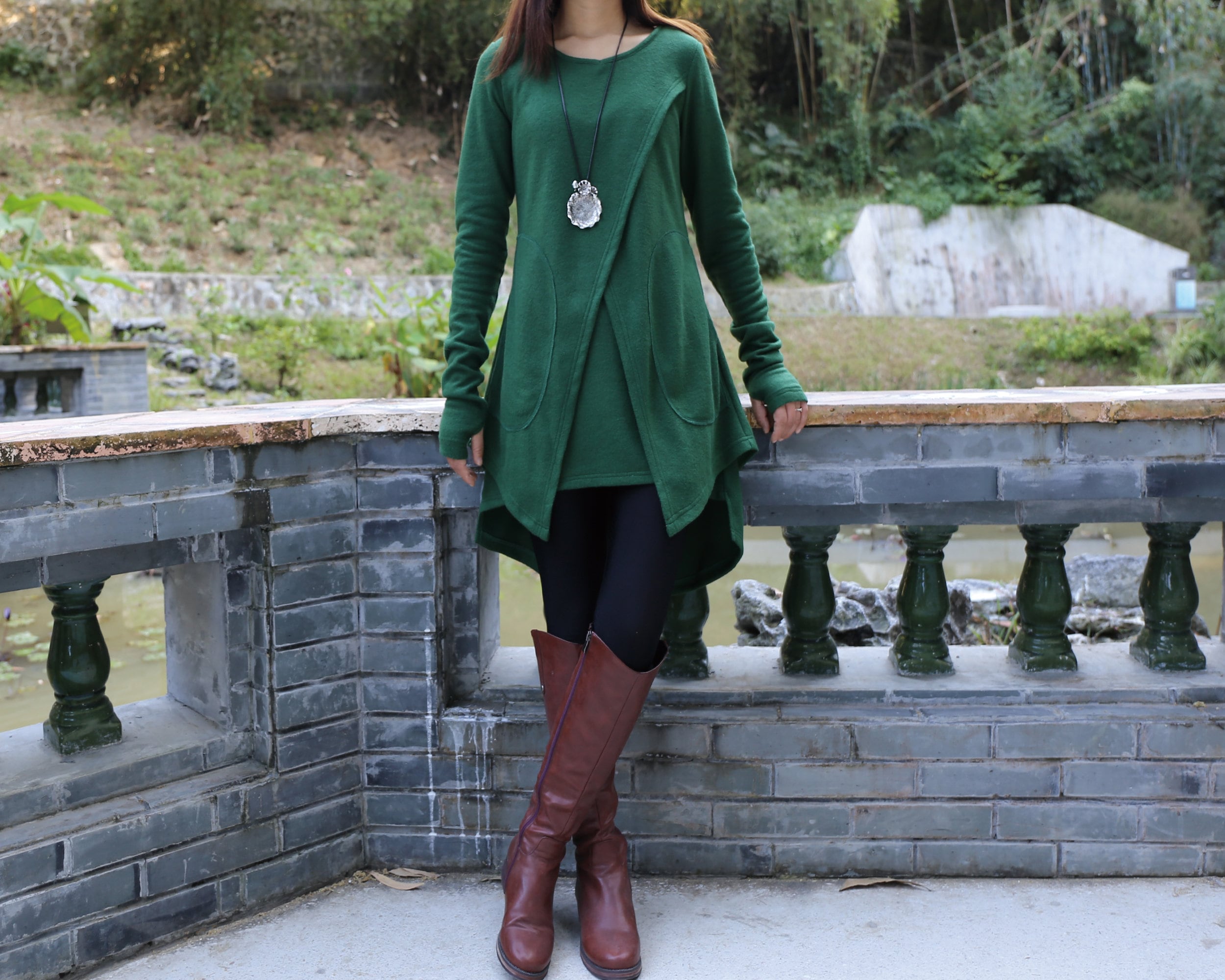 Pullover Sweater With Thumb Hole Knits Strap Dress Set