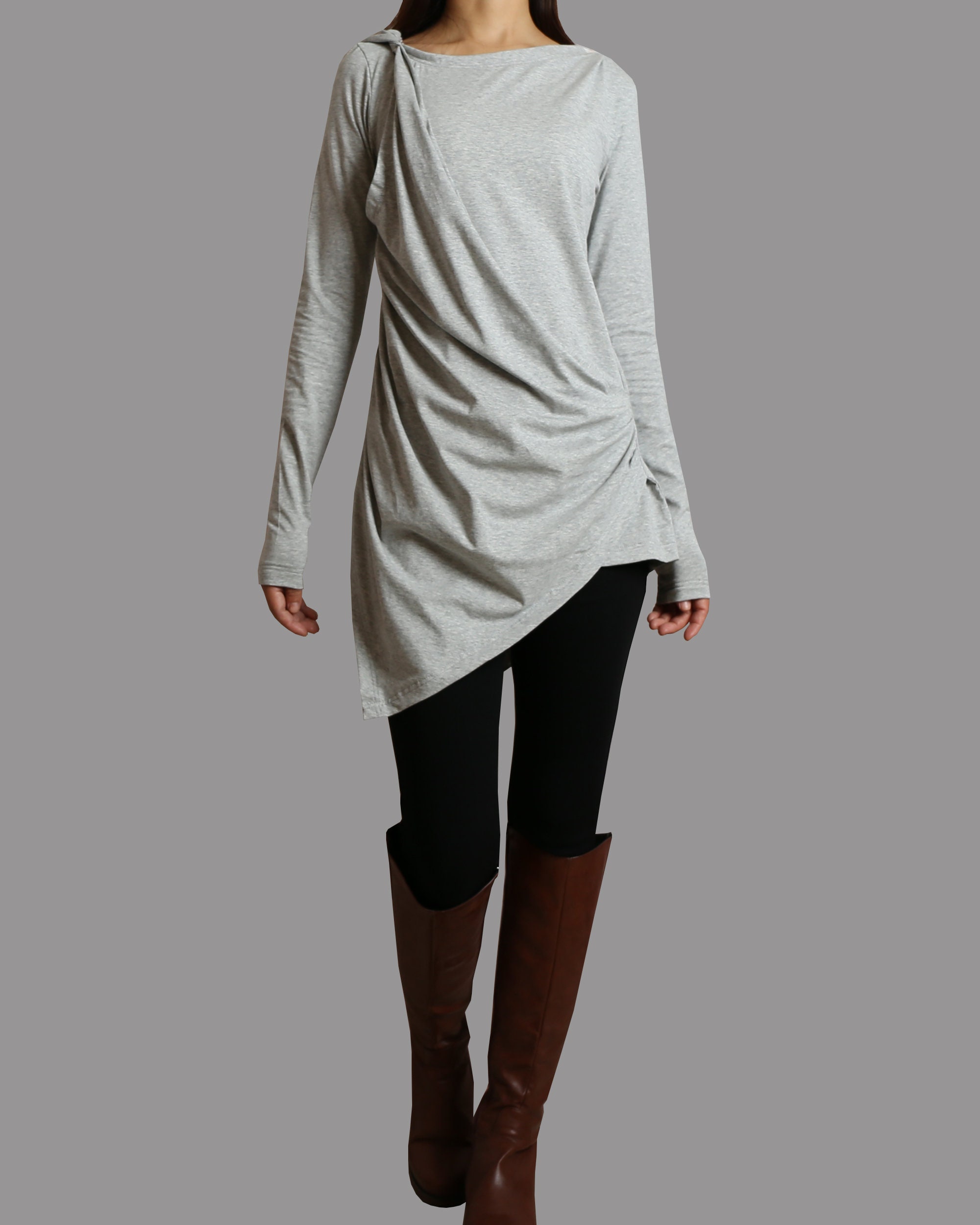 Tunic Tops for Women, Cotton Tunic Dress, Long Sleeve T