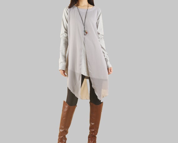 long chiffon tunic tops
