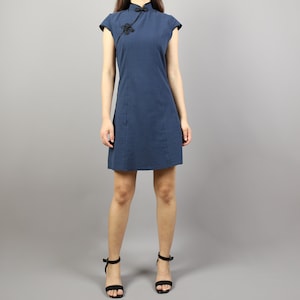Cheongsam dress, Linen dress, Short sleeve dress, Chinese Vintage dress, Asian style lace dress, Modern Cheongsam, Qipao dress(Q1058)