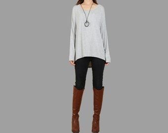 Modal cotton t-shirt, Modal top women, long sleeve top, casual tunic top, loose t-shirt, customized t-shirt(Y1008)