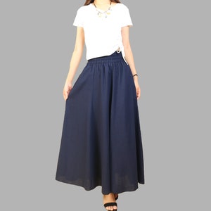 Linen skirt, Elastic waist skirt, high waist skirt, maxi skirt, long skirt, flared skirt(Q1134)