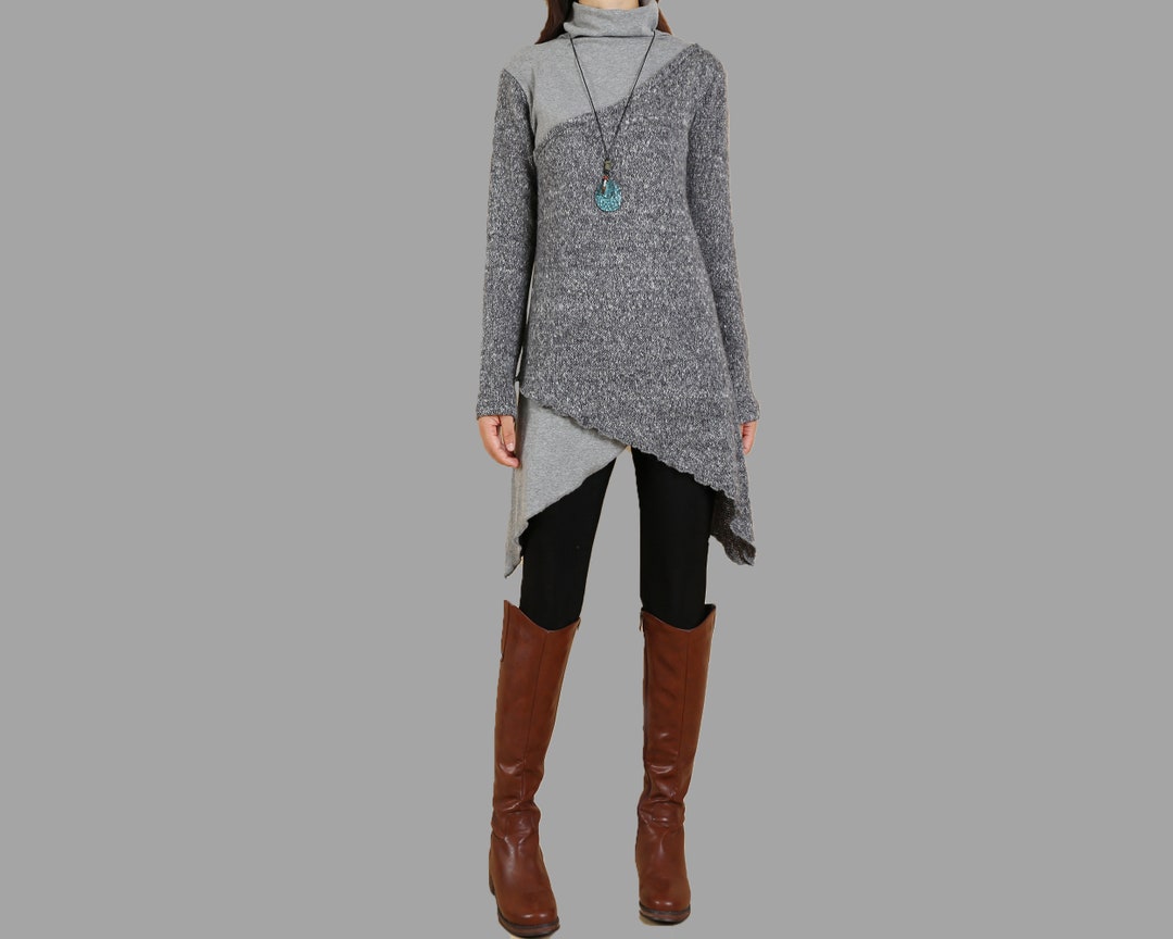 Asymmetrical Sweater Tunic Dress, Pullover Sweater Women, Long Sweaters ...