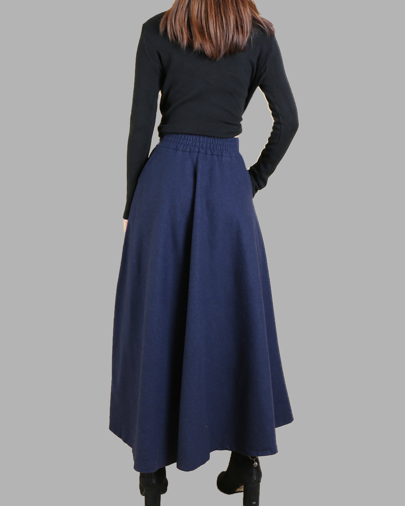 dark blue skirt and top
