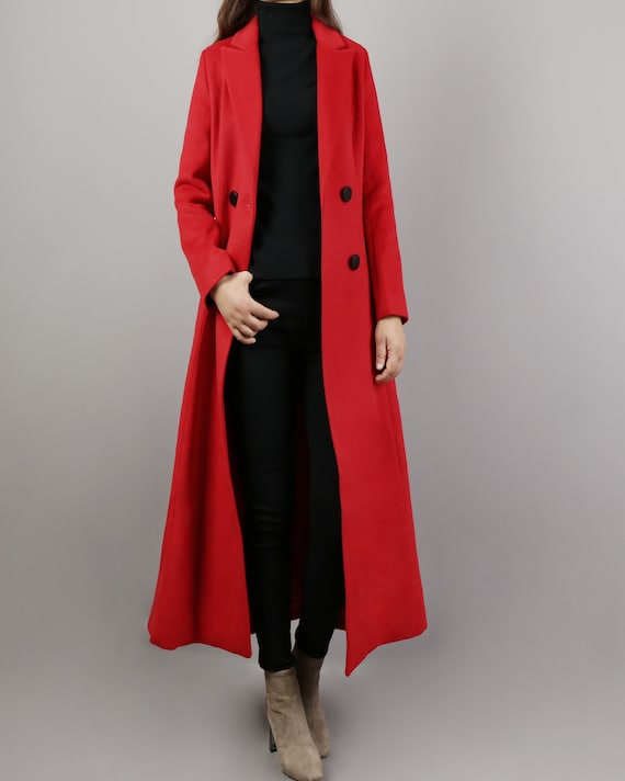 Wool Coat, Black Coat, Swing Coat, Long Coat, Long Coat Dress, Winter Coat  Women, Princess Coat, Fall Coat Women, Coat With Pockets C1019 