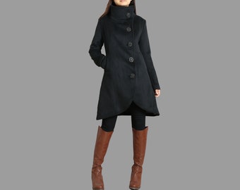 Winter Coat women, High neck wool coat, cashmere coat, Button Down coat, Winter Jacket, Trench Coat, Long Overcoat, oversized Coat(Y1208)